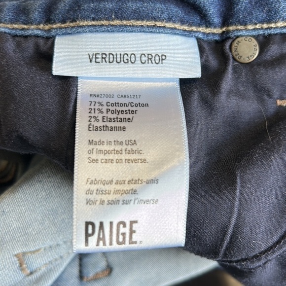 PAIGE Verdugo Crop Baker Jean Medium Wash Distressed Sz 30 - Picture 12 of 13